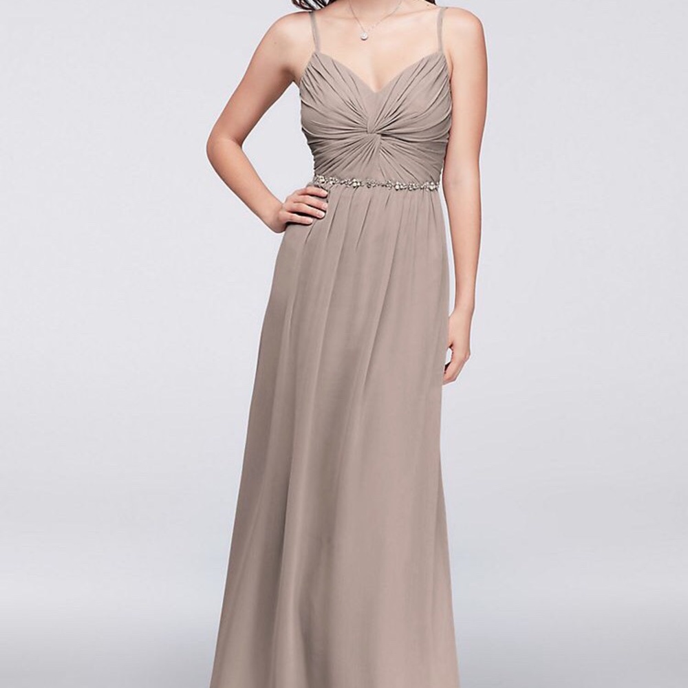 David’s Bridal Chiffon Dress with Beaded Belt